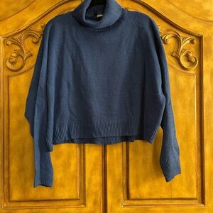 H&M Blue Turtleneck Sweater with Cowl Neck